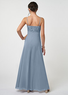 Azazie Sonya Junior Dusty Blue A-Line Lace Chiffon Dress image2