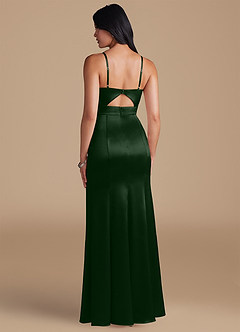 Azazie Shania Bridesmaid Dresses Eucalyptus Sheath Pleated Metallic Satin Dress image2