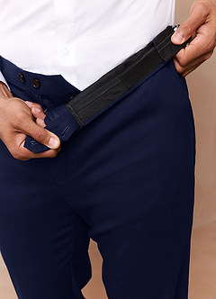 front Savile Blue Wool Blend Dress Pants