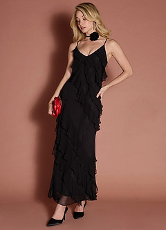 Ynez Black Ruffle Maxi Dress image5