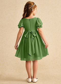 Azazie Jolie Flower Girl Dresses Basil A-Line with Sleeves Chiffon Dress image2