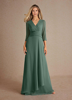 Azazie Mayfield Mother of the Bride Dresses Sea Moss A-Line Pleated Chiffon Dress image6