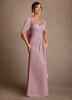 Azazie Santa Clara vestidos de madre de la novia Vestido de Rosa Polvorienta de Encaje de Corte en A image3