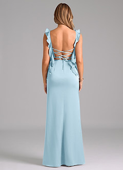 Azazie Jessamine Bridesmaid Dresses Sky Blue A-Line Corset Stretch Satin Dress image6