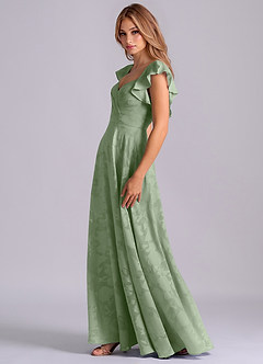 Azazie Leilani 신부 들러리 드레스 A라인 스윗하트 네크라인 플로럴 번아웃 바닥 길이 드레스 image5