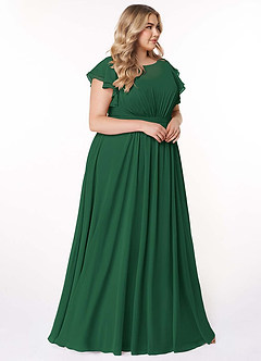 Azazie Daphne Modest Bridesmaid Dresses A-Line Ruffled Chiffon Floor-Length Dress image10