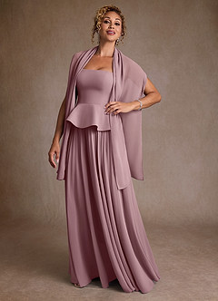 Azazie Josabeth Mère de la mariée Robes Robe Trapèze en Mousseline de soie Plissée Rose Poussiéreuse image2