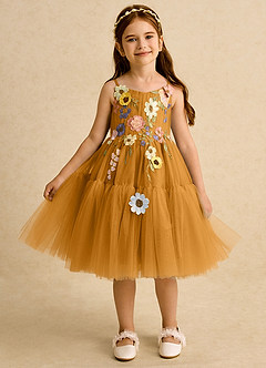 Azazie Osea Sukienki dla dziewczynek sypiących kwiaty Suknia balowa Pofałdowany Tiul Długość do kolan Sukienka image6