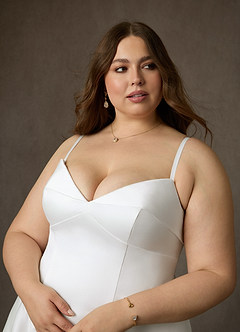 Azazie Junessa Suknie ślubne Linia A Bez ramiączek Satyna Pociąg Kapliczny Sukienka image15