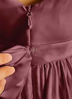 Azazie Violeta vestidos de niña de las flores Vestido de Rosa Del Desierto de Satin Mate de Vestido de gala con Lazo image3