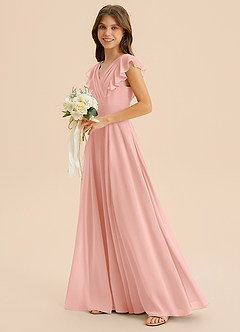 Azazie Anysa Junior Robe Trapèze en Mousseline de soie Rayé Rosette image6