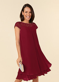 Azazie Tess Mother of the Bride Dresses Burgundy Empire Sequins Chiffon Dress image4
