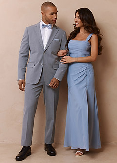 front Savile Grey Wool Blend Dress Pants