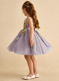 Azazie Prima Flower Girl Dresses Dusk A-Line Bow Tulle Dress image4
