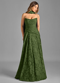 Azazie Gabriela Bridesmaid Dresses Olive A-Line Strapless Floral Burnout Dress image3