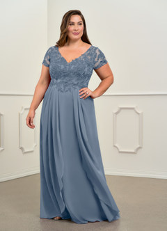 Azazie Dunja Mother of the Bride Dresses Twilight A-Line V-Neck Lace Chiffon Dress image9