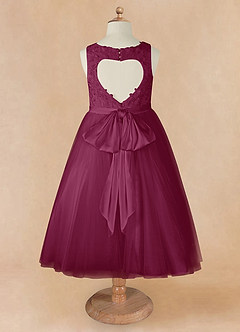Azazie Calla Flower Girl Dresses Mulberry Ball-Gown Lace Tulle Dress image8