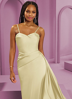 Barbie ♥ Azazie Venta Final Vestido de Sorbete De Limón de Satén Elástico de Corte Recto Convertible con Sin tirantes image4