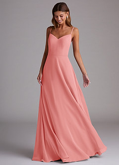 Azazie Marley Bridesmaid Dresses Coral A-Line Off the Shoulder Chiffon Convertible Dress image5