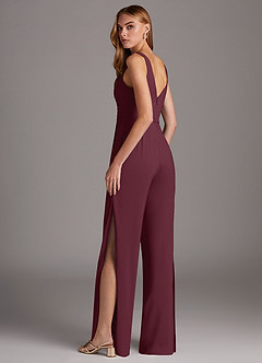 Azazie Ida Final Sale Black Pleated Stretch Chiffon Jumpsuit image6