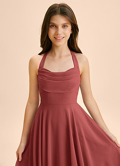 Azazie Kady Junior Terracotta A-Line Sweetheart Neckline Chiffon Dress image6