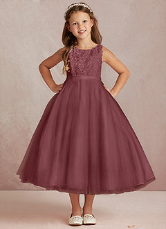 Azazie Calla Flower Girl Dresses Desert Rose Ball-Gown Lace Tulle Dress image2