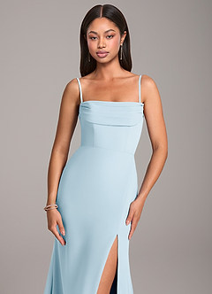 Azazie Saige Bridesmaid Dresses Sky Blue Sheath Off the Shoulder Chiffon Convertible Dress image2