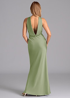 Azazie Lusinda Brudtärnklänningar Klä av Sjöjungfru i Stretch Satin Axelbandslös Dusty Sage image7