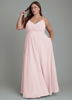 Azazie Amani Bridesmaid Dresses Blushing Pink A-Line Pleated Chiffon Dress image9