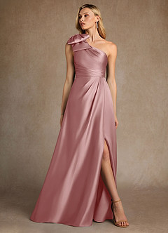 Azazie Easton Klänningar till brudens mor Klänning A-Line i Stretch Satin One-shoulder Dammig Ros image4