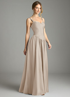 Azazie Evadina Vestidos de damas de honor Vestido de Escarcha de Satén Elástico de Corte en A con Corsé image4