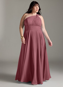 Azazie Charlize Bridesmaid Dresses Desert Rose A-Line One Shoulder Chiffon Dress image9