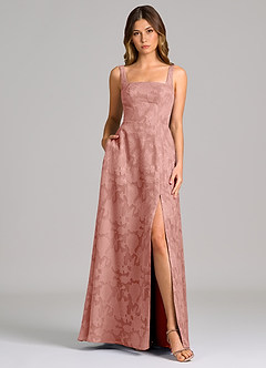 Azazie Debra Bridesmaid Dresses Rosette A-Line with Pockets Floral Burnout Dress image5