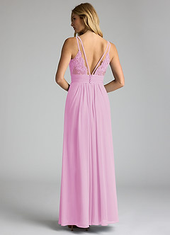 Azazie Maren Allure Brautjungfernkleider A-Linie V-Hals Spitze Chiffon Kleid Bonbonrosa image5