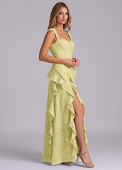 Azazie Sloane Bridesmaid Dresses Lemon Sorbet A-Line Sweetheart Neckline Floral Burnout Dress image5