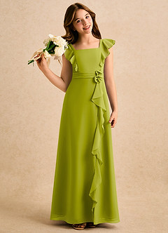 Azazie Soso Girls Formal Flower Girl Klänningar Klänning A-Line i Chiffong Plisserad image1