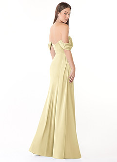 Azazie Amyra Bridesmaid Dresses Lemon Sorbet Mermaid Off the Shoulder Stretch Satin Convertible Dress image5