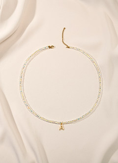 front Letter Crystal Bead Necklace