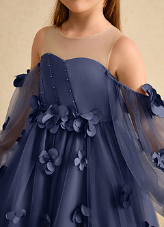 Azazie Karrie Flower Girl Dresses Stormy A-Line with Sleeves Tulle Dress image7