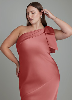 Azazie Yuanna Bridesmaid Dresses Antique Rose Mermaid One Shoulder Stretch Satin Dress image10