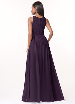 Azazie Harper Bridesmaid Dresses Plum A-Line Pleated Chiffon Dress image2