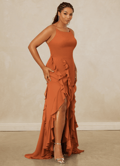 Christian Siriano Bridal for Azazie 1006 Bridesmaid Dresses Cinnamon Mermaid Ruched Chiffon Dress image12