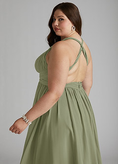 Azazie Ashia Bridesmaid Dresses Pistachio A-Line Pleated Chiffon Dress image8