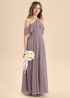 Azazie Tessabelle Junior Jurk van Chiffon met A-Lijn Off the Shoulder Schemering image5