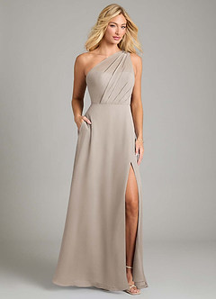 Azazie Phaedra Bridesmaid Dresses Frost A-Line One Shoulder Chiffon Dress image1