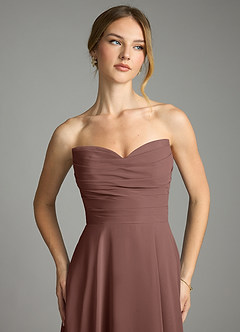 Azazie Ayla Abiti da Damigella Abito A-Line in Chiffon Scollo a Cuore Espresso image4