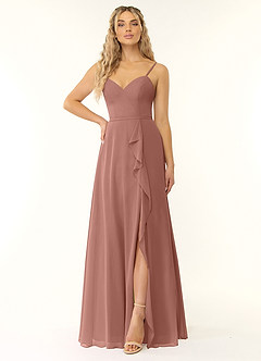 Azazie Naeem Bridesmaid Dresses Cedar Rose A-Line V-Neck Ruffle Chiffon Dress image1