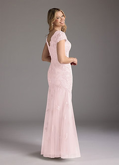 Azazie Marbella Mother of the Bride Dresses Blushing Pink Mermaid Queen Anne Sequins Lace Dress image6