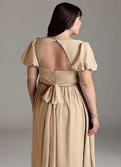 Azazie Madisynn Brautjungfernkleider für Schwangere Schleifen Chiffon Bodenlänge Kleid image10