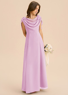 Azazie Lambie Junior Candy Pink A-Line Pleated Chiffon Dress image5